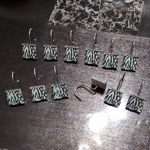 Zebra Print Square Shower Curtain Rings 12 PK